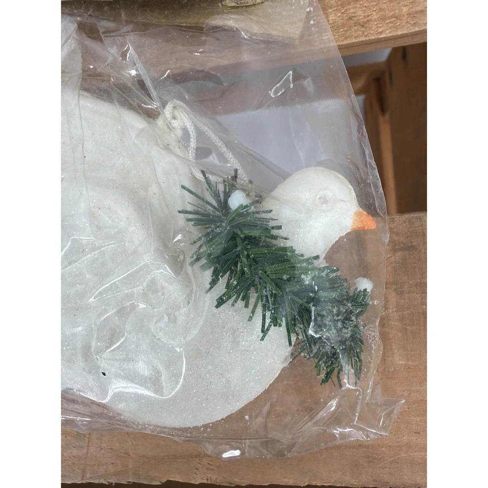 Kurt S‎ Adler White Dove Christmas Ornaments Set of 3 Glitter Pine H5927 Vintage